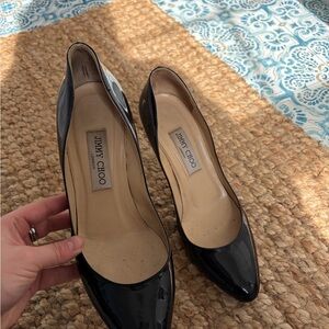 Jimmy Choo Black Patent Pointed-Toe Pumps
